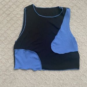 S Black and Blue-Violet Crop Top